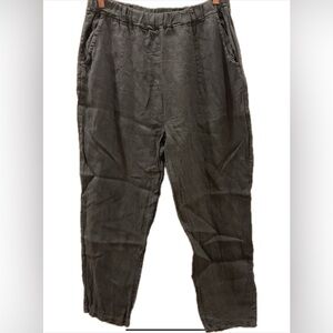 OWN IT made Italy Gray 100% Linen Pull on Crop Pant